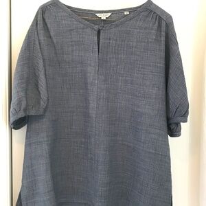 Max Studio Short-Sleeve Blouse, Slate Blue, Size Medium